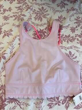 NWT free people movement athletic lavender top with neon Pink cross straps